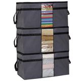 3 Adet Pencereli Yastık Saklama Hurcu - Mega Boy Yorgan Hurç Organizer Düzenleyici - 75 X 40 X 40 Cm (Antrasit)