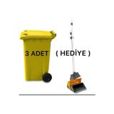 3 Adet Plastik Çöp Konteyneri 240 lt Isıya Karşı Dayanıklı Kapaklı Faraş Hediyeli
