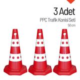 3 Adet PPC Trafik Konisi 50 cm Trafik Dubası Seti