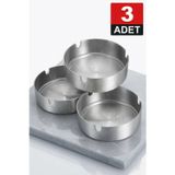 3 Adet Premium Paslanmaz Çelik Krom Küllük – 10 cm Geniş Boyutlu, Modern İç Mekan Çözümleri