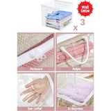 3 Adet Pvc Küp Çanta Saklama Kutusu Dolap Düzenleyici Hurç Şeffaf Pvc Çanta 30 x 30 x 30 - Ahşap