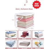 3 Adet Pvc Küp Çanta Şeffaf Kulplu Taşıma Taşınma Ambalaj Çantası Düzenleyici Pvc Çanta 30X30X30