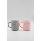 3 Adet Rakle Love Kiss Mug Kupa Set 2'Li 246 Cc