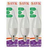 (3 Adet) Şavk 5,5W (37W) Sarı Işık (3000K) E14 Duylu (İnce Duy) Led Kıvrık Ampul