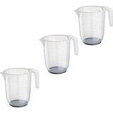 3 Adet Şeffaf Ölçü Kabı Beher Ikea 3'lü Set Plastik Ölçek Hacim: 1 Litre Ölçme Kabı Yükseklik 14 cm