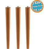 3 Adet Sehpa Masa Ayağı Ham Doğal Ahşap Kahverengi Boyalı Mobilya Aksesuar Modern Ayak Bohem 35 cm - 1