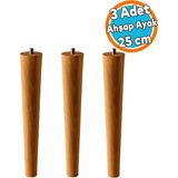 3 Adet Sehpa Masa Ayağı Ham Doğal Ahşap Kahverengi Boyalı Mobilya Kanepe Modern Bohem Ayakları 25 cm - 1