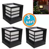 3 Adet Set Üstü Mega Izgaralı Bahçe Duvar Armatürü 60 Cm Aplik Suya Dayanıklı Modern Dış Mekan Aydınlatma