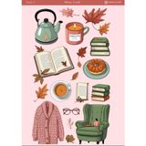 3 Adet Sıcak ve Huzurlu Anlar Temalı Sticker Seti – 12X17 cm Boyutlarında | Scrapbook, Bullet Journal, Planlayıcı ve Ajanda Için Özel Tasarım