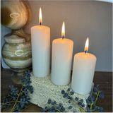 3 Adet Silindir Mum Beyaz 11-9-7 cm Çap 4 cm - Seçenek 1