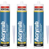 3 Adet Soudal Acryrub Silikonize Mastik 500 Gram Beyaz