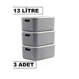 3 Adet Storage 13 Lt Gri Dolap Düzenleyici Kutu Çorap Kıyafet Kapaklı Ayakkabı Bot Saklama Kabı