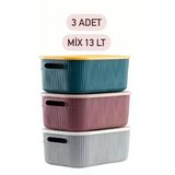 3 Adet Storage 13 Lt Mix Dolap Içi Düzenleyici Kutu - Çorap Kıyafet Kapaklı Saklama Kabı