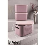 3 Adet Storage 6Lt Murdum Cok Amacli Dolap Ici Duzenleyici Kapakli Kutu, Dekoratif Kutusu