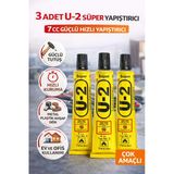 3 Adet U-2 Süper Yapıştırıcı 7 Cc Güçlü Hızlı Yapıştırıcı Çok Amaçlı Metal Plastik Ahşap Deri Yapıştırıcı