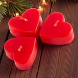 3 Adet Vıp Özel Tasarım Kırmızı Kalpli Yılbaşı Mumu Kırmızı Noel Mumu Dekoru 3.5X7 Cm Gerçek Mum