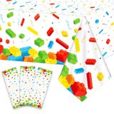 3 Adet Yapı Taşları Parti Masa Örtüsü 266 x 137 cm Yapı Taşları Tema Parti Süslemeleri Çocuklar Çocuklar için Tek Kullanımlık Plastik Masa Örtüsü Bloklar Doğum Günü Partisi Dekor Malzemeleri Şekerleri