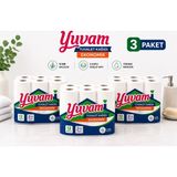 3 Adet Yuvam Tuvalet Kağıdı 12 Rulo 2 Katlı Yumuşak ve Dayanıklı Ekonomik Paket