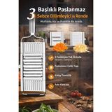 3 Başlıklı Paslanmaz Sebze Dilimleyici ve Rende, Çok Fonksiyonlu Mutfak Doğrayıcı Seti - Çok Renkli