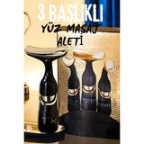 3 Başlıklı Yüz ve Boyun Kırşıklık Giderici Ems Güzellik Cihazı ( Gıdık,sarkma,kırışıklık) - Siyah - Altın