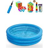 3 Boğumlu Mavi Havuz + Eğitici Set 114 X 25 Cm Havuz- Şişme Havuz 100 Top + Oyuncak - Kristal Havuz