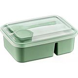 3 Bölmeli Beslenme Kabı 920 Ml Sosluklu Sızdırmaz Kapaklı Bpa İçermez Çatal Kaşık Dahil Lunch Box Bölmeli Yemek Kabı (Yeşil)