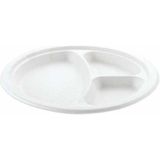 3 Bölmeli Ekolojik Karton Tabak 26 cm - 25 Adet - Beyaz