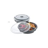 3 Bölmeli Kapaklı Mikrodalga Saklama Kabı, Beslenme Kabı 21 x 21 x 5 (h) cm