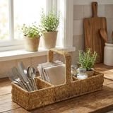 3 Bölmeli Plastik Rattan Düzenleyici - Masaüstü Organizer