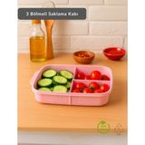 3 Bölmeli Saklama Kabı Bpa Free Beslenme Kabı Hava Almaz Kab Pembe 1500 ml - 1,5 lt