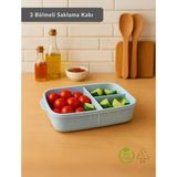 3 Bölmeli Saklama Kabı Bpa Free Beslenme Kabı Hava Almaz Kab Turkuaz 1500 Ml