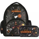 3 Bölmeli Victor Osimhen Suni Deri Okul Çantası + Kalemlik