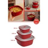 3 Boy Mikrodalga Fırına Uygun Saklama Kabı Seti, Dayanıklı Sağlıklı 3'Lü Kap Seti (550,1100,2200 Ml)