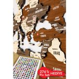 3 Boyutlu Ahşap Dünya Haritası - Modern Ev Ofis Okul Seyahat Duvar Dekoru