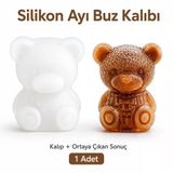3 Boyutlu Ayıcık Buz Kalıbı, Silikon Ayı Şekilli Tek Gözlü Buzluk, Kahve Kokteyl ve Soğuk İçecek Sunumu, 5 x 7 cm, 1 Adet
