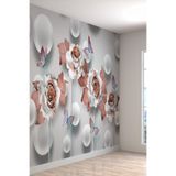 3 Boyutlu Çiçek Ve Kelebek Deseni Silinebilir Sağlıklı Tekstil Duvar Kağıdı, 240 x 180