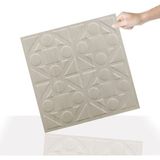 3 Boyutlu Duvar Paneli Kabartmalı Kareli Yuvarlak Desen Pvc 41X41 Cm/ 6 Adet /1 M² Beyaz Huş - Bej - 41 x 41
