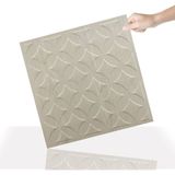 3 Boyutlu Duvar Paneli Kabartmalı Retro Desen Pvc 41X41 Cm/ 6 Adet /1 M² Beyaz Huş - Bej - 41 x 41