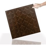 3 Boyutlu Duvar Paneli Kabartmalı Retro Desen Pvc 41X41 Cm/ 6 Adet /1 M² Teak - Ahşap Rengi - 41 x 41