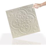3 Boyutlu Duvar Paneli Kabartmalı Solo Desen Pvc 41X41 Cm/ 6 Adet /1 M² Beyaz Huş - Bej - 41 x 41