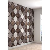 3 Boyutlu Geometrik Deri Desenli Silinebilir Tekstil Duvar Kağıdı, 300 x 240