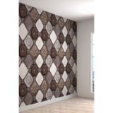 3 Boyutlu Geometrik Deri Desenli Silinebilir Tekstil Duvar Kağıdı, 300 x 270
