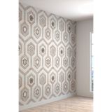3 Boyutlu Geometrik Mermer Desenli Silinebilir Tekstil Duvar Kağıdı, 250 x 100