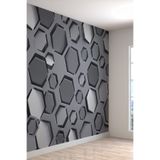 3 Boyutlu Geometrik Metal Desenli Silinebilir Tekstil Duvar Kağıdı, 220 x 260, 2023-1033-9