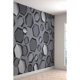 3 Boyutlu Geometrik Metal Desenli Silinebilir Tekstil Duvar Kağıdı, 300 x 280, 2023-1033300x280