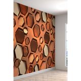 3 Boyutlu Geometrik Metal Desenli Silinebilir Tekstil Duvar Kağıdı, 420 x 280, 2023-1034-35