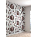 3 Boyutlu Geometrik Petek Izgara Desenli Tekstil Duvar Kağıdı, 300 x 240, 2023-901300x240
