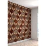 3 Boyutlu Geometrik Taş Desenli Silinebilir Tekstil Duvar Kağıdı, 600 x 240