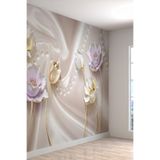 3 Boyutlu Güller Desen Dayanıklı Silinebilir Sağlıklı Tekstil Duvar Kağıdı, 500 x 260