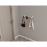 3 Boyutlu Hepsi Modern Duvar Kanca Askılık - 5 Adet Pembe Askılık - 60 cm Beyaz Mdflam - Model 102